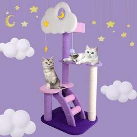 Lucky Monet 3-Tier 43 Inches Cat Activity Tree Climbing Tower with Scratching Post