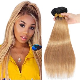 Honey Blonde Bundle 1B27 Ombre Straight Human Hair Bundles 20 22 24 Inch Two Tone Black and Honey Blonde Bundles Human Hair 1B27 Bundle