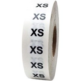 XS Clear Clothing Size Strip Stickers 3/4 x 4 Inch 200 Labels on a Roll