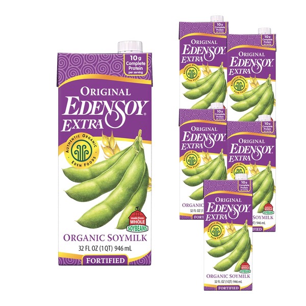 Eden Organic Original Edensoy Soymilk Extra, 32 oz (Pack of 6)