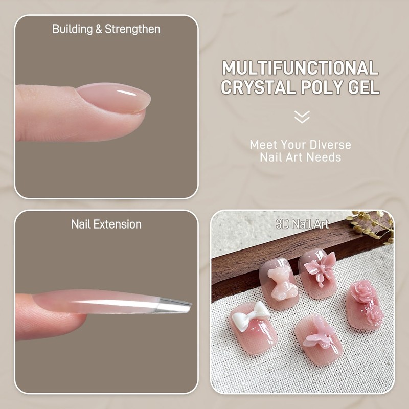 GAOY Watery Crystal Poly Gel for Nail Extensions, 30g Nail