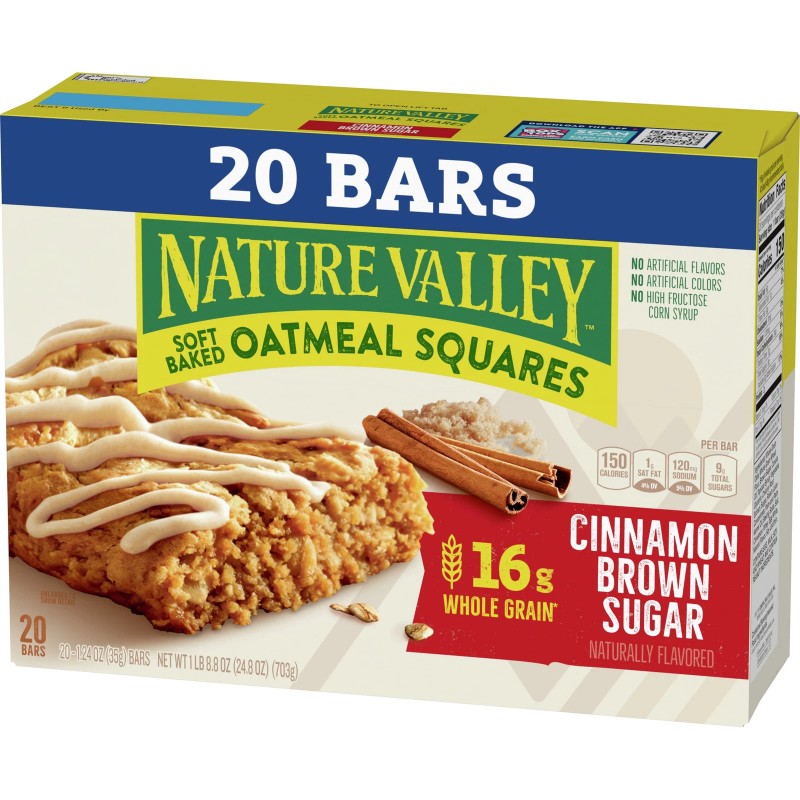 Nature Valley Soft-Baked Oatmeal Squares, Cinnamon Brown Sugar, 20 Ct,
