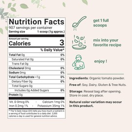 Micro Ingredients Organic Tomato Powder, 2lbs | Fresh Freeze-Dried Farm Grown Tomatoes Source | Raw Savory Flavor | Great for Cooking or Baking | Non-GMO, Vegan Friendly, Gluten Free, Bulk Size