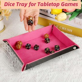 HiLLeo DND Dice Tray Rectangle Portable Folding Dice Rolling Tray for Dungeons and Dragons MTG RPG Role Playing Table Games and Dice Games (Black)