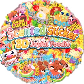 HORIECHALY 240 Pcs 3D Large Food Scratch and Sniff Stickers, Motivational Reward Scented Stickers for Kids & Teachers, Smelly Stickers for Classroom, Birthday, Student Party, School