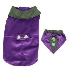 Dogs Tuxedo Cute Elegant Fashionable Retro Dog Formal Wedding Party Suit with Bow Tie for Small and Medium Dogs Cats Purple S