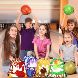 Talltalk 24 Pcs Bowling Party Drawstring Backpack Bag Bowling Ball Drawstring Bag Cute Colorful Sport Gym Drawstring Bag String Bag Yoga Bag for Men Women Boys Girls Kids