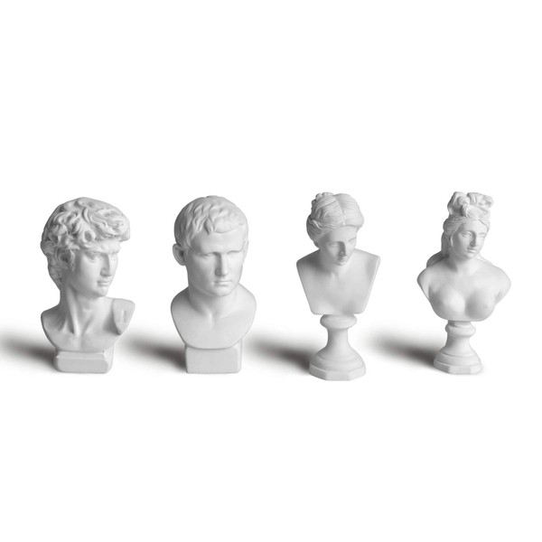 Garwor 4Pcs/Set Classic Mini Greek Bust Resin Sculptures and Statues, Home Décor, Michelangelo Sculpture Figurine, David Venus Agrippa Aphrodite, Mini 2.7” Resin Figure Sculpture Crafts