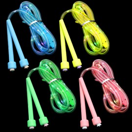 Pack of 4 Luminous Skipping Rope, Skipping Rope with LED, Three Light Modes, Jump Rope, Speed Rope for Sports, Fitness Training, Outdoor Activities
