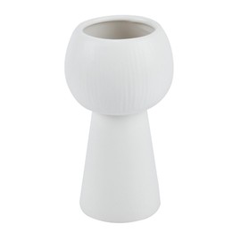 Restaurantware-Table Art Flower Vase, 1 Pedestal Decorative Vase - Minimalist, Modern, White Ceramic Vase, Use Fresh Or Artificial Flowers, for Kitchen, Home, Living Room, Office, and More