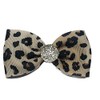 Mini Ribbon Hair Bows with Rhinestones (Alligator Clip, Leopard)