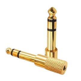 kofihety 2 PCS 3.5mm to 6.35mm Audio Jack Adapter, Stereo Headphone Adapter 1/8 to 1/4 Inch Jack Converter for Headphones, Amplifiers, Mixers, Keyboards – Gold Plated, Durable, Compact Design
