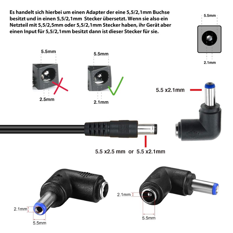 helpers lab DC Connector Angle, 5 Pieces Angle Plug, Male