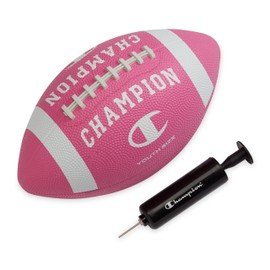 Champion Blitz Football (Youth, Optic Pink/White), All-Weather Football, Enhanced Grip, Durable Rubber Cover and Molded Laces, for Outdoor Sports & Training, Includes 6" Ball Pump