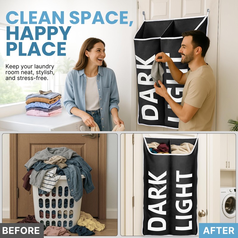 DONAQ Hanging Laundry Hamper Bag XL, Space Saving over the