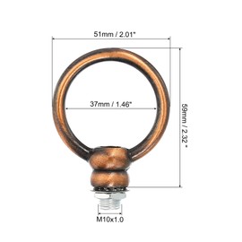 PATIKIL 15kg Load 37mm ID M10 Lamp Female Loop Holder, 1 Set Lifting Eye Nut Hook Ring Shape Structural Support to Chandelier Lighting Fixtures, Red Bronze