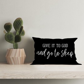 HIWX Give It to God and Go to Sleep, Give It to God and Go to Sleep Pillow Cover, Bed Decorative Throw Pillow Cover, Bible Verse Bed Bedroom Christian Room Decor 12x20 Pillow Case
