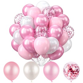 12inch Pink Confetti Balloons and Pink White Latex Balloons for Wedding Baby Shower Birthday Carnival Party Decoration