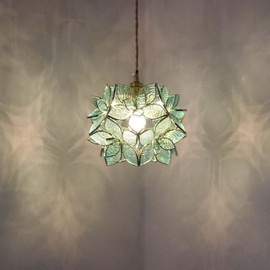 Bieye L10961 Petals Tiffany Style Stained Glass Ceiling Pendant Light with 8-inch Wide Lampshade (Textured Light Blue, 8" Rose Lily)