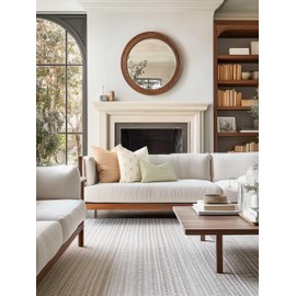 Crumbs Home Modern Farmhouse Fall Linen Indoor Outdoor Throw Pillow Cover Only, 20"x20" Water Repellent for Patio, Backyard, Couch, Neutral Ivory Cream Floral