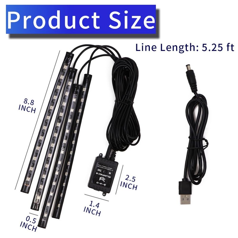 Ongfuwu Car Led Interior Lights, 48 LED Multi Color Strip