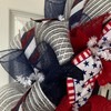 Patriotic Welcome Wreath with Wood Look Gray Background Handmade Deco