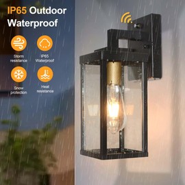 ALVIME Dusk to Dawn Outdoor Wall Lights Fixture, Exterior Wall Lanterns, Porch Outside Wall Lights Sconce for Entryway, Front Door Patio Garage, Twin Pack&Toughened Glass Glass