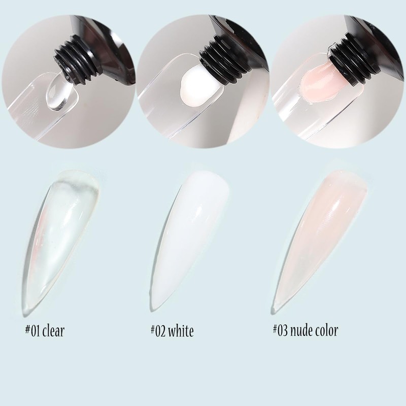 Fcozpjk Poly Extension Gel Nail Kit, Clear White Pink With