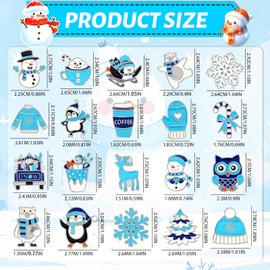 DTOFOOT 36 PCS Winter Enamel Brooch Winter Bulk Label Badges Cute Snowflake Snowman Polar Bear Penguin Brooch Pins for Clothes Bags Backpack Jewelry Hat Jacket Decoration