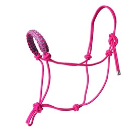 horzmetnex Rope Halters for Horses,Horse Rope Training Halter,Multiple, Beautiful Hand Braided,Horsehead Rope Halter (Neon Pink, Yearling)