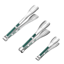 Huakai cooking tongs,kitchen tongs- Stainless Steel Metal, Long, Heavy-Duty, and Ergonomic,Stainless steel tongs, kitchen gadgets,dishwasher safe 7" 9"& 11 inch(silicone handle, S.M&L)