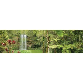 Carolina Custom Cages Reptile Habitat Background; Rain Forest, Waterfall, Red Leaves, for 72Lx24Wx36H Terrarium, 3-Sided Wraparound