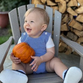 Kuriozud Unisex Newborn Baby Boy Girl Summer Clothes Sleeveless Bubble Romper Jumpsuit Overall Shorts Infant Clothing (Plaid Blue, 12-18 Months)