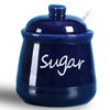 ONTUBE Ceramic Sugar Bowl with Lid and Spoon 12oz (Navy)