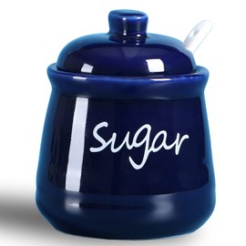ONTUBE Ceramic Sugar Bowl with Lid and Spoon 12oz (Navy)