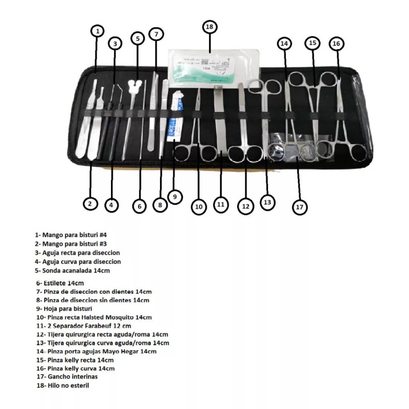 Guttek Estuche De Diseccion Acero Inoxidable 20 Piezas