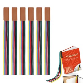 Band Bookmark, Faux Leather Bookmarker, Bible Book Markers with Colourful Ribbons, Page Marker, Book Marker for Books, Roman Bible, Pack of 6, Bible Marker, Bible Accessories