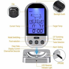 Hell's Kitchen Kitchen BBQ Meat Thermometer Wireless Digital Grilling BBQ Beef Chicken New