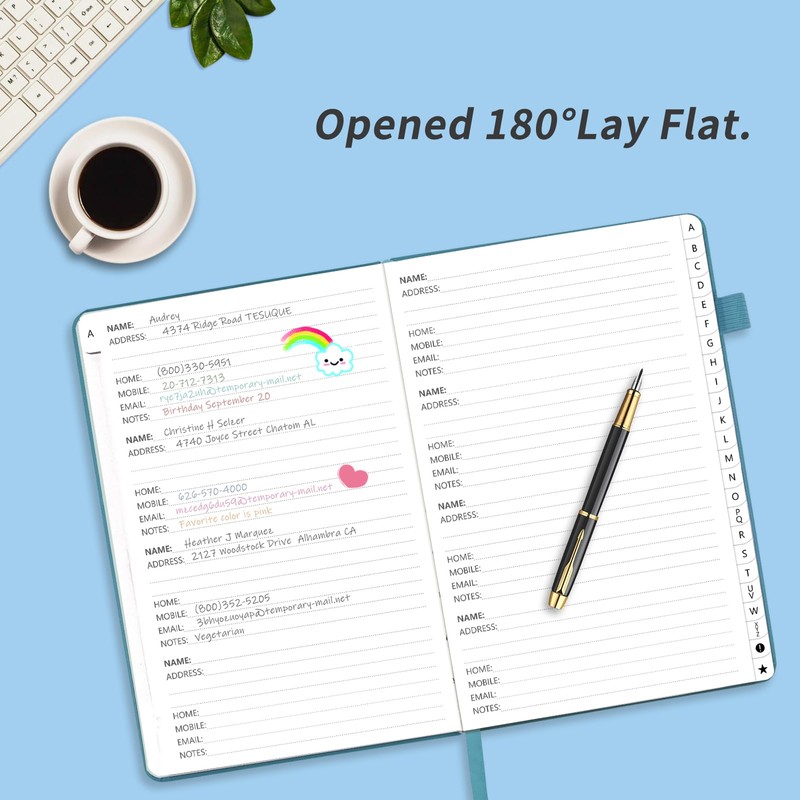 Address Book with Alphabetical Tabs, Large Hardcover Password Book, Address