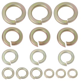 EMSea 50pcs Spring Lock Washers Metric Flat Spring Washers M5 M6 M8 M10 M12 Carbon Steel Washers DIN127 for Most Metric Bolts Screws, Zinc Yellow
