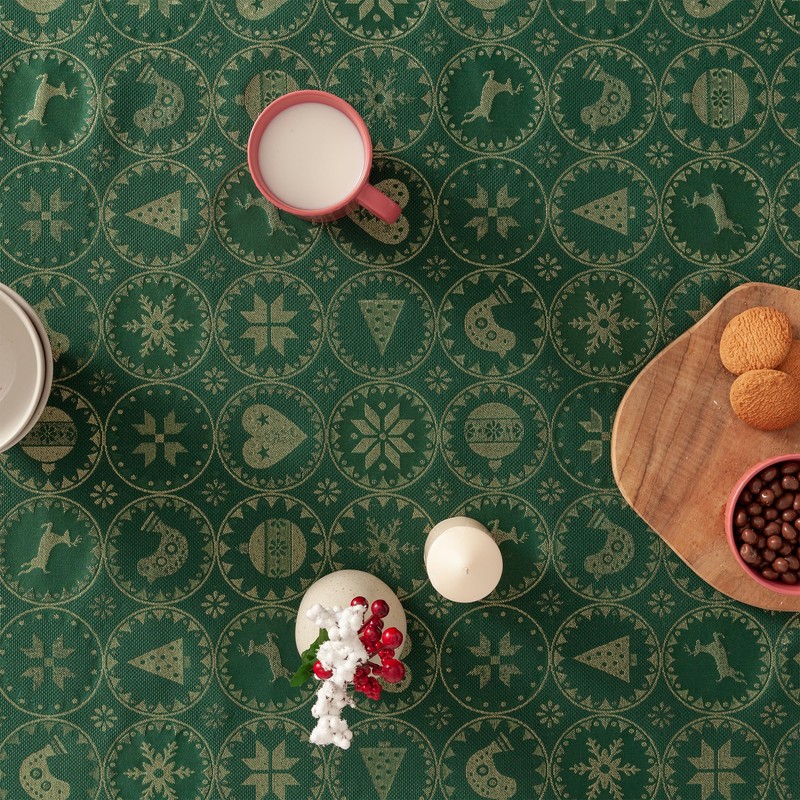 GAMUSI Christmas Tablecloth Jacquard Gold Yarn Dining Table Rectangle Christmas