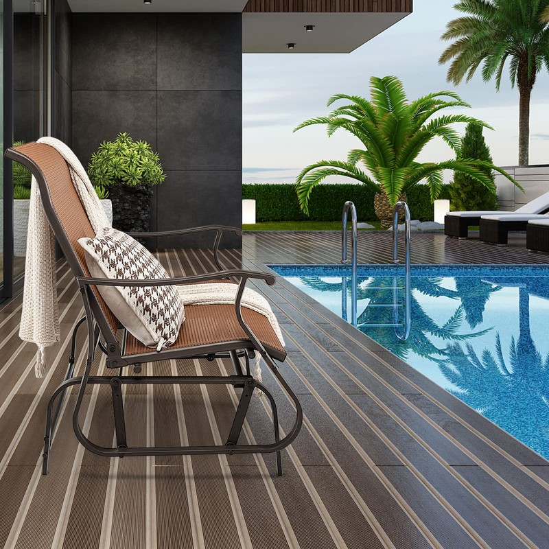 Nightcore Patio Rocking Chair, 2-Person Swing Glider Bench w/ Breathable