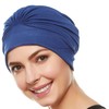 Polyester Latex Lined Pleated Women’s Swim Bathing Turban - Navy
