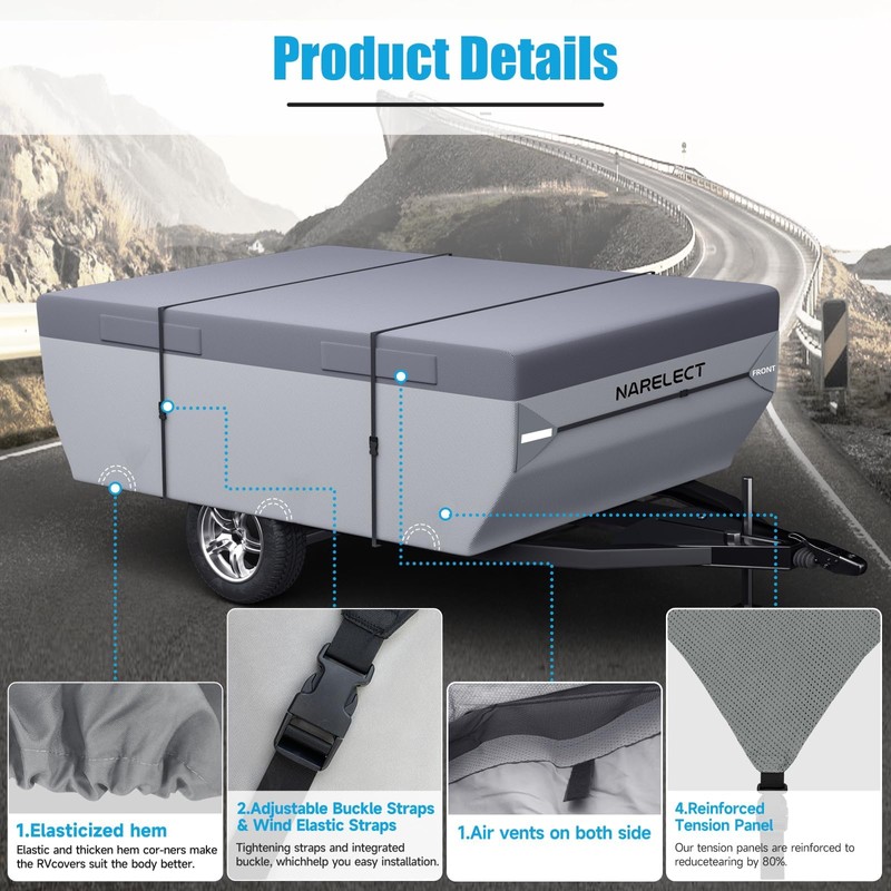 Pop up Camper Cover 8'-10' Tent Trailer Cover 7 Layers