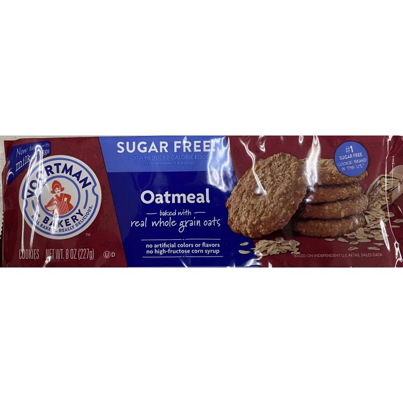 Voortman Bakery SUGAR FREE Oatmeal Cookies 8 Oz Pack NEW