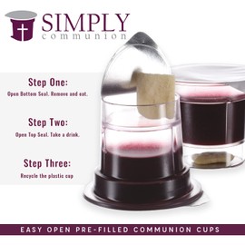 Simply Communion Pre-filled Communion Cups Gluten Free - Tray & Seatback Compatible - Concord Juice and Gluten Bread - 100pk