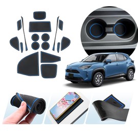 LUWU Compatible with Toyota Yaris Cross Toyota Yaris Cross MXPB / MXPJ1 2021-2023 Non-Slip Rubber Mats for Centre Console, Armrest Storage, Car Accessories Interior Tunig Mat Pack of 17 (Blue)