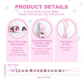 Pack of 4 Pacifier Chain, M Mouse Boy Girl Dummy Clips Pacifier Holder for Cord Bib Triangle Scarf Dummy