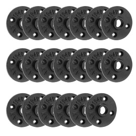 1/2" Heavy Duty Black Floor Flange, Home TZH 20 Pack Malleable iron Pipe Flange for Industrial vintage style, Flanges with Threaded Hole for DIY Project/Furniture/Shelving Decoration(1/2", 20)