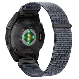 Niboow QuickFit 22mm Nylon Strap for Garmin Fenix 8 47mm/Fenix E 47mm/Fenix 7 Pro Solar/Fenix 7/Epix 2 Pro 47mm, Nylon Watch Band for Garmin Fenix 6 GPS/Fenix 6 Pro GPS/Fenix 5/Fenix 5 Plus - Grey